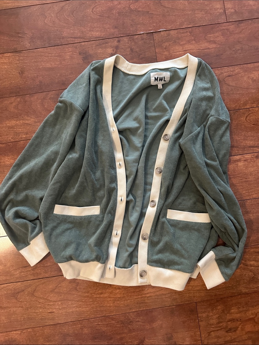 Madewell two tone terry material cardigan
